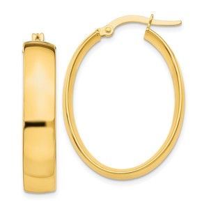 14k 5.75mm Polished Oval Hoop Earrings